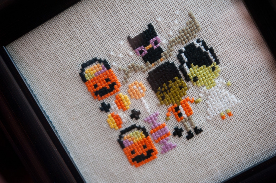 halloween cross stitch trick or treaters